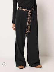 PixieGirl Petite Black Scarf Belt Wide Leg Trousers - Image 2 of 6