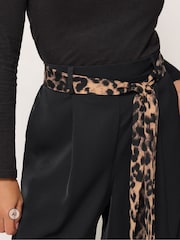 PixieGirl Petite Black Scarf Belt Wide Leg Trousers - Image 4 of 6