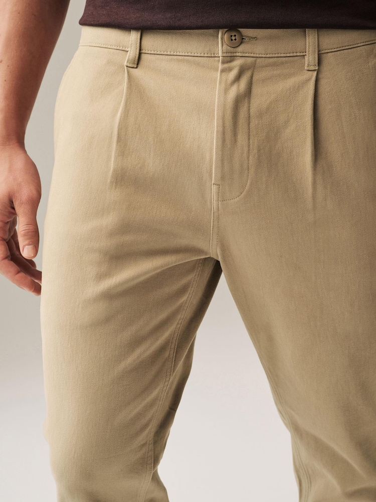 Neutral Brushed Cotton Soft Touch Chino Trousers - Image 1 of 10