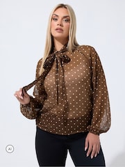 Шифоновая блузка в горошек с завязкой Yours Curve Limited - Изображение 1 6