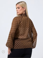 Шифоновая блузка в горошек с завязкой Yours Curve Limited - Изображение 3 6