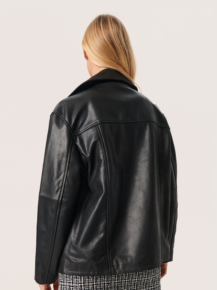 Soaked in Luxury Olicia Leather Biker Black Jacket - Image 2 of 6