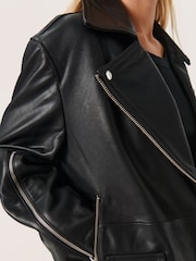 Soaked in Luxury Olicia Leather Biker Black Jacket - Image 4 of 6