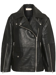 Soaked in Luxury Olicia Leather Biker Black Jacket - Image 5 of 6
