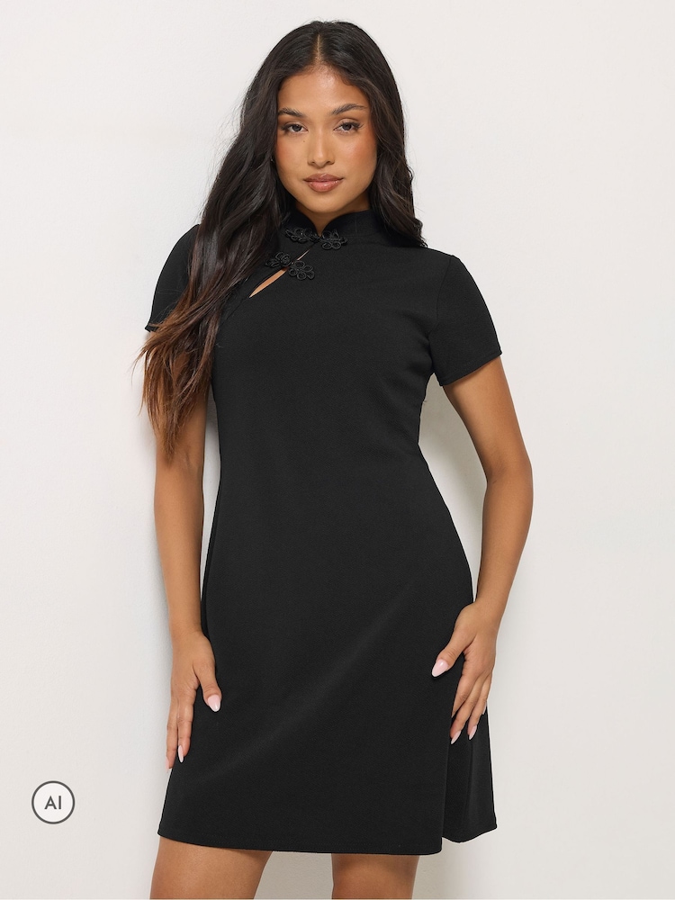 PixieGirl Petite Black Tang Fastening Mini Skater Dress - Image 1 of 6 PixieGirl Petite Black Tang Fastening Mini Skater Dress - Image 1 of 6
