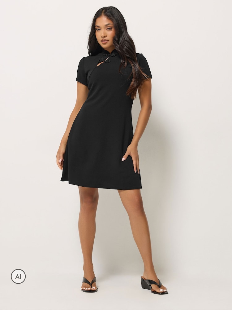 PixieGirl Petite Black Tang Fastening Mini Skater Dress - Image 2 of 6 PixieGirl Petite Black Tang Fastening Mini Skater Dress - Image 2 of 6
