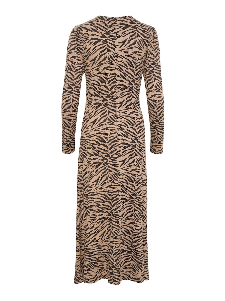 Soaked in Luxury Hanadi Printed Long Sleeve Brown Midi Dress - Image 6 of 6 Soaked in Luxury Hanadi Printed Long Sleeve Brown Midi Dress - Image 6 of 6