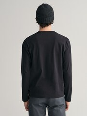GANT Black Regular Fit Shield Logo Long Sleeve 100% Cotton T-Shirt - Image 2 of 4