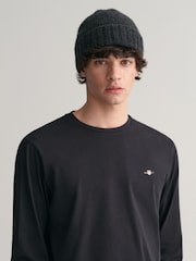 GANT Black Regular Fit Shield Logo Long Sleeve 100% Cotton T-Shirt - Image 4 of 4