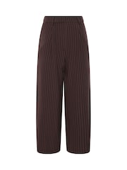 PixieGirl Petite Brown Pinstripe Cotton Wide Leg Trousers - Image 5 of 6
