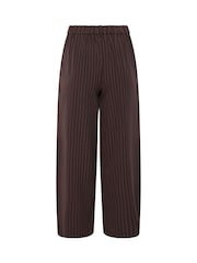 PixieGirl Petite Brown Pinstripe Cotton Wide Leg Trousers - Image 6 of 6