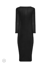 PixieGirl Petite Black Knot Detail Midi Dress - Image 6 of 6