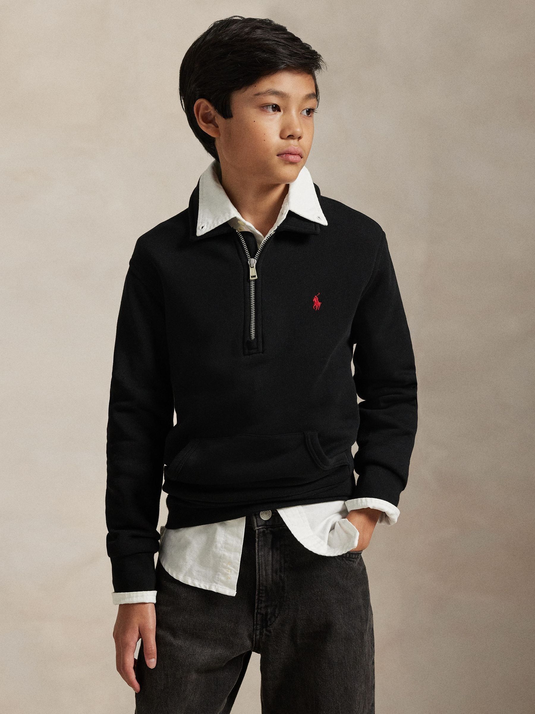 Polo Ralph Lauren White Logo Quarter Zip Jersey Sweatshirt view 1