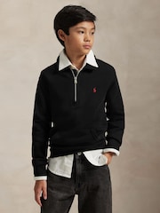 Polo Ralph Lauren Black Logo Quarter Zip Jersey Sweatshirt - Image 1 of 5