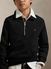 Polo Ralph Lauren Black Logo Quarter Zip Jersey Sweatshirt - Image 3 of 5