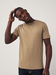 Stone Slim Fit 100% Cotton Essential Regular Crew Neck T-Shirt - Image 1 of 6