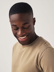 Stone Slim Fit 100% Cotton Essential Regular Crew Neck T-Shirt - Image 3 of 6