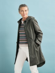 Seasalt Cornwall Green Seafaring Linen Blend Waterproof Coat - Image 1 of 3