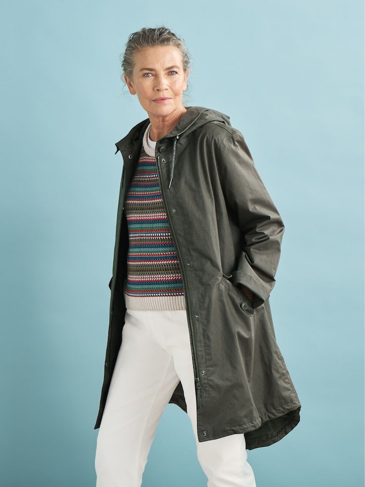 Seasalt Cornwall Green Seafaring Linen Blend Waterproof Coat - Image 1 of 3