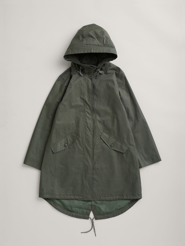 Seasalt Cornwall Green Seafaring Linen Blend Waterproof Coat - Image 2 of 3