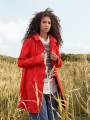 Seasalt Cornwall Red 100% Cotton Cloudburst Waterproof Trench Coat - Image 1 of 6