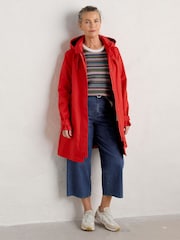 Seasalt Cornwall Red 100% Cotton Cloudburst Waterproof Trench Coat - Image 2 of 6