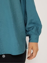 Yours Curve Blue Sleeve Overhead  Long Sleeve Blouse - Image 4 of 6