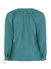 Yours Curve Blue Sleeve Overhead  Long Sleeve Blouse - Image 6 of 6
