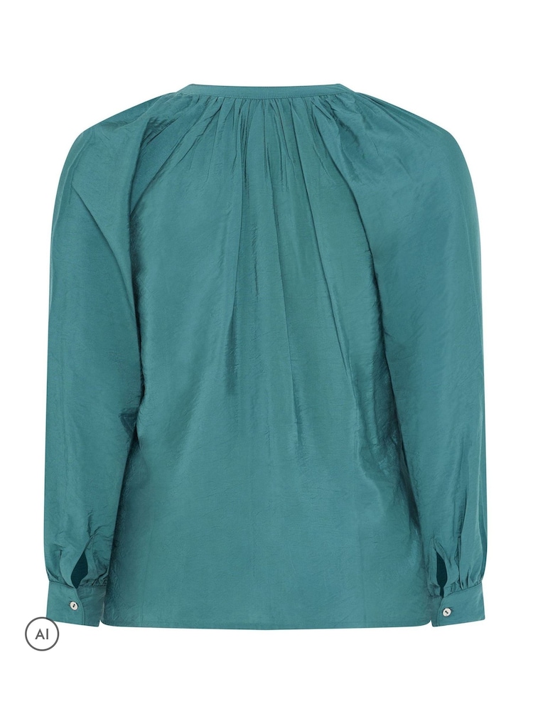 Yours Curve Blue Sleeve Overhead Long Sleeve Blouse - Image 6 of 6 Yours Curve Blue Sleeve Overhead Long Sleeve Blouse - Image 6 of 6