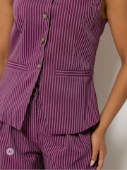 PixieGirl Petite Purple Pinstripe Waistcoat - Image 4 of 6