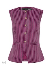 PixieGirl Petite Purple Pinstripe Waistcoat - Image 5 of 6