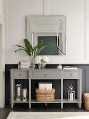 Laura Ashley Pale Charcoal Henshaw 3 Drawer Triple Console Table - Image 1 of 5