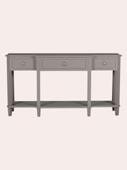 Laura Ashley Pale Charcoal Henshaw 3 Drawer Triple Console Table - Image 2 of 5