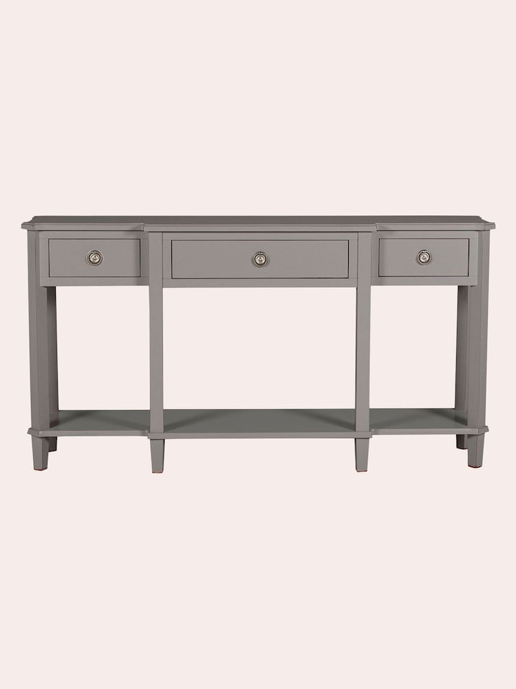 Laura Ashley Pale Charcoal Henshaw 3 Drawer Triple Console Table - Image 2 of 5