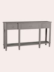 Laura Ashley Pale Charcoal Henshaw 3 Drawer Triple Console Table - Image 3 of 5