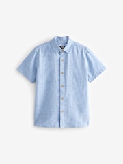 Blue Single Short Sleeves Linen Blend Shirt (3mths-16yrs) - Image 6 of 8