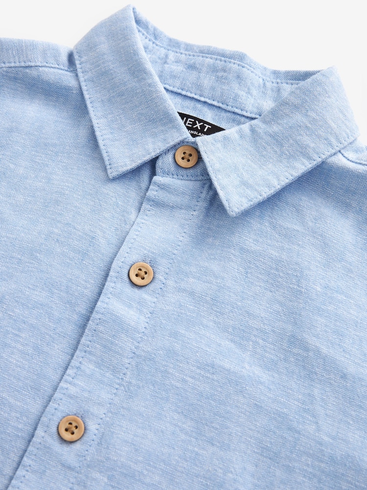 Blue Single Short Sleeves Linen Blend Shirt (3mths-16yrs) - Image 8 of 8