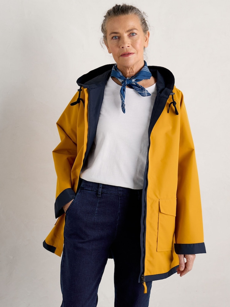 Seasalt Cornwall Yellow The Reversible Waterproof Raincoat - Image 2 of 5