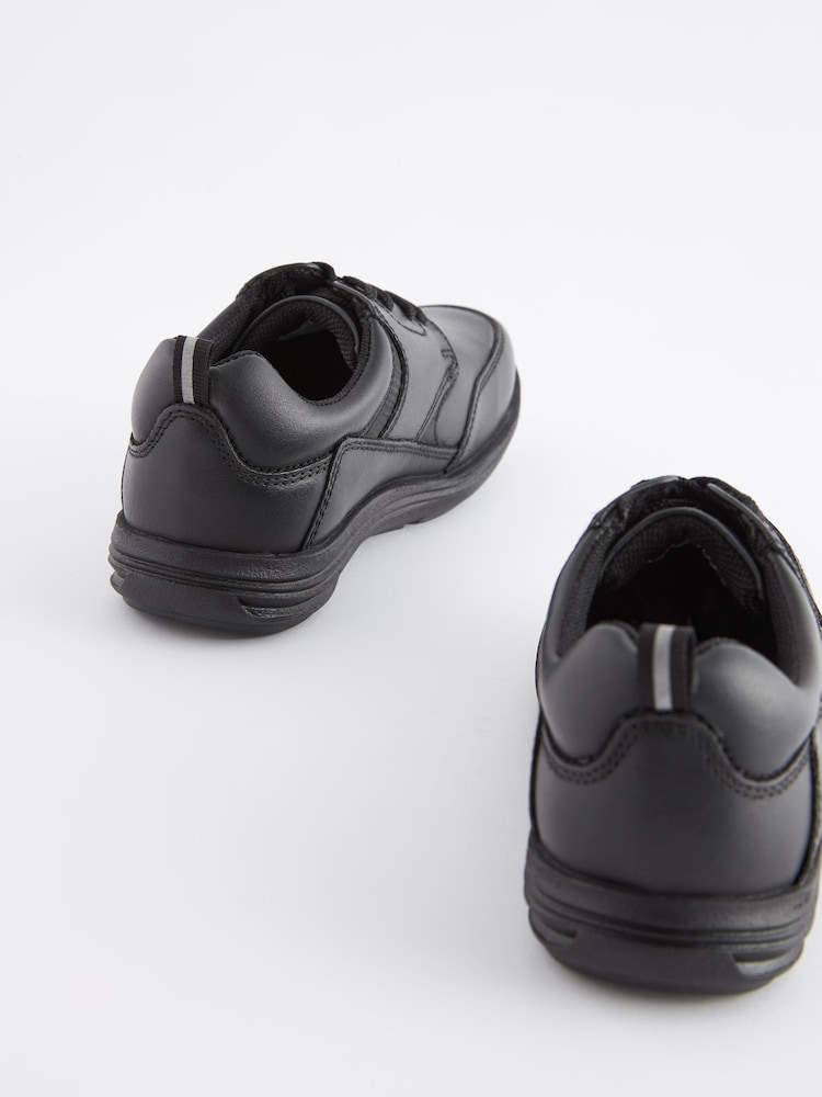Black Standard Fit (F) School Leather Lace-Up Shoes - Image 3 of 6