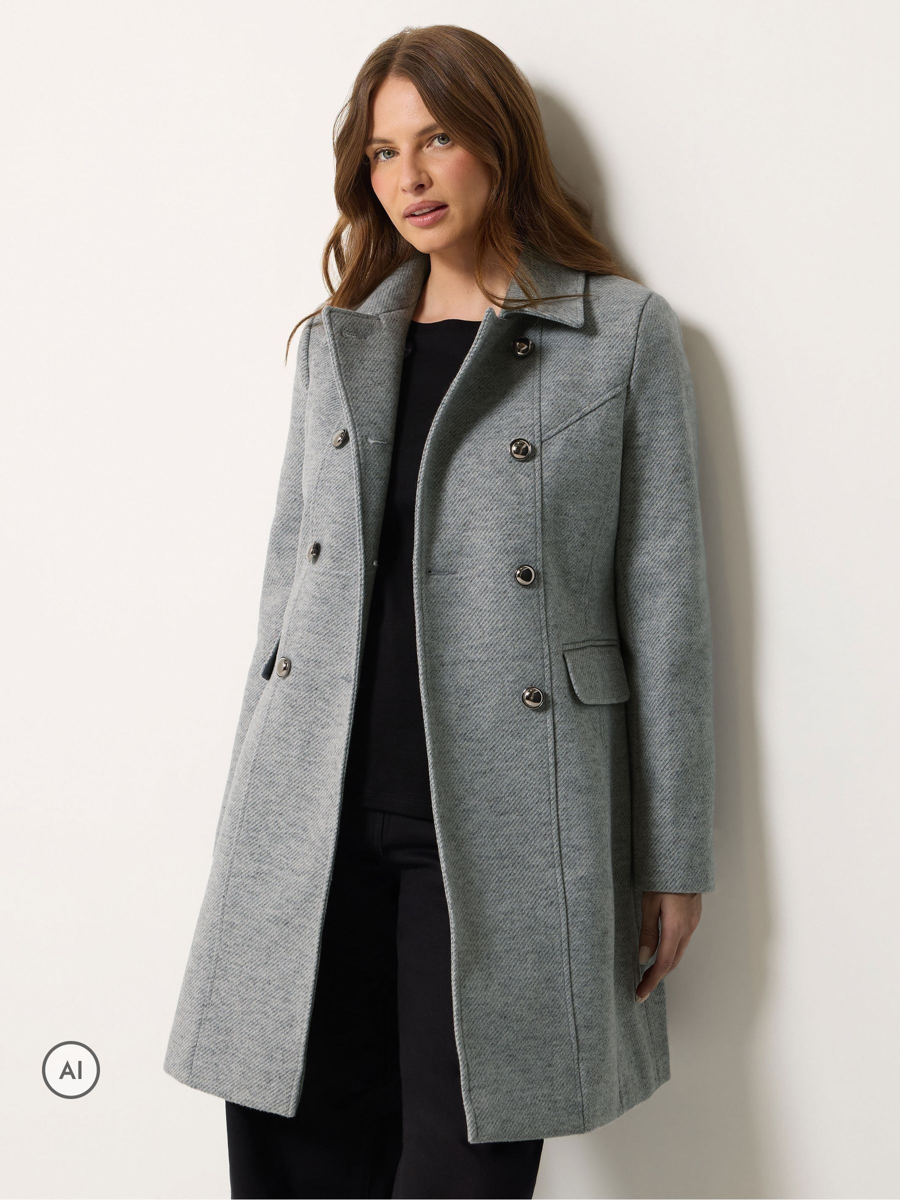 M & Co Women's Grey Military Coat