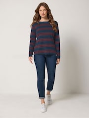 M&Co Stripe Long Sleeve Cotton Crew T-Shirt - Bild 2 von 6