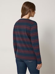 M&Co Stripe Long Sleeve Cotton Crew T-Shirt - Bild 3 von 6