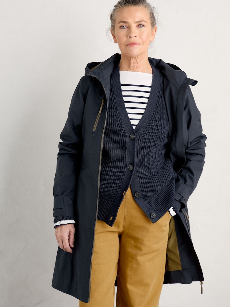 Seasalt Cornwall Blue Petite Coverack Waterproof Coat - Image 2 of 6