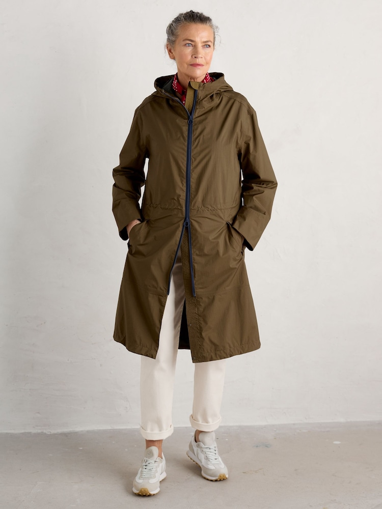 Seasalt Cornwall Green Mistborne Packable Coat - Image 1 of 6