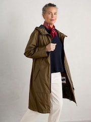 Seasalt Cornwall Green Mistborne Packable Coat - Image 3 of 6