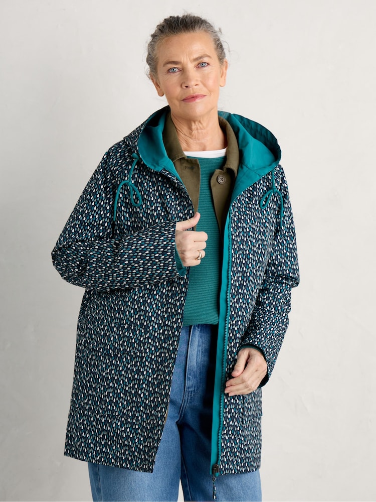 Seasalt Cornwall Blue The Reversible Waterproof Raincoat - Image 1 of 5