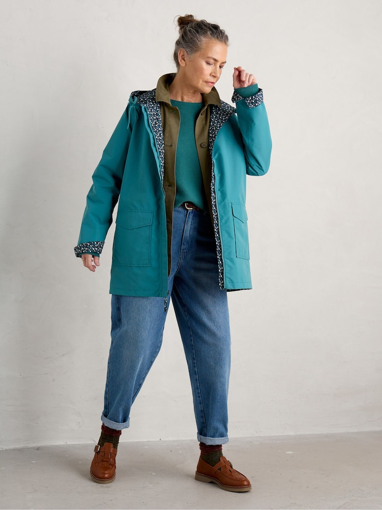 Seasalt Cornwall Blue The Reversible Waterproof Raincoat - Image 3 of 5