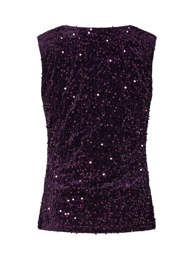 Long Tall Sally Purple Sequin Velvet Cowl Neck Top - Image 6 of 6 Long Tall Sally Purple Sequin Velvet Cowl Neck Top - Image 6 of 6