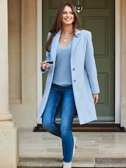 Sosandar Blue Wool Mix Formal Coat - Image 1 of 5