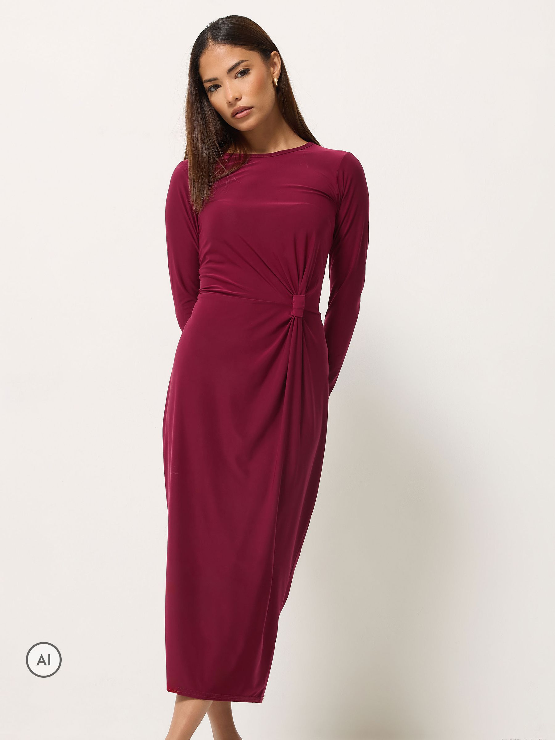 Pixiegirl Petite Women's Red Knot Detail Midi Dress
